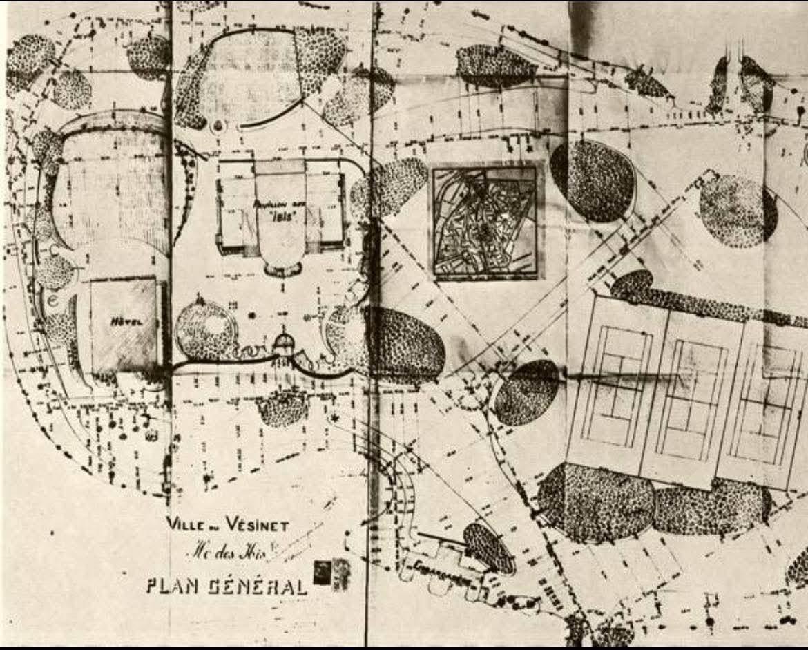 Plan général de l'Île des Ibis en 1925 montrant les courts de tennis